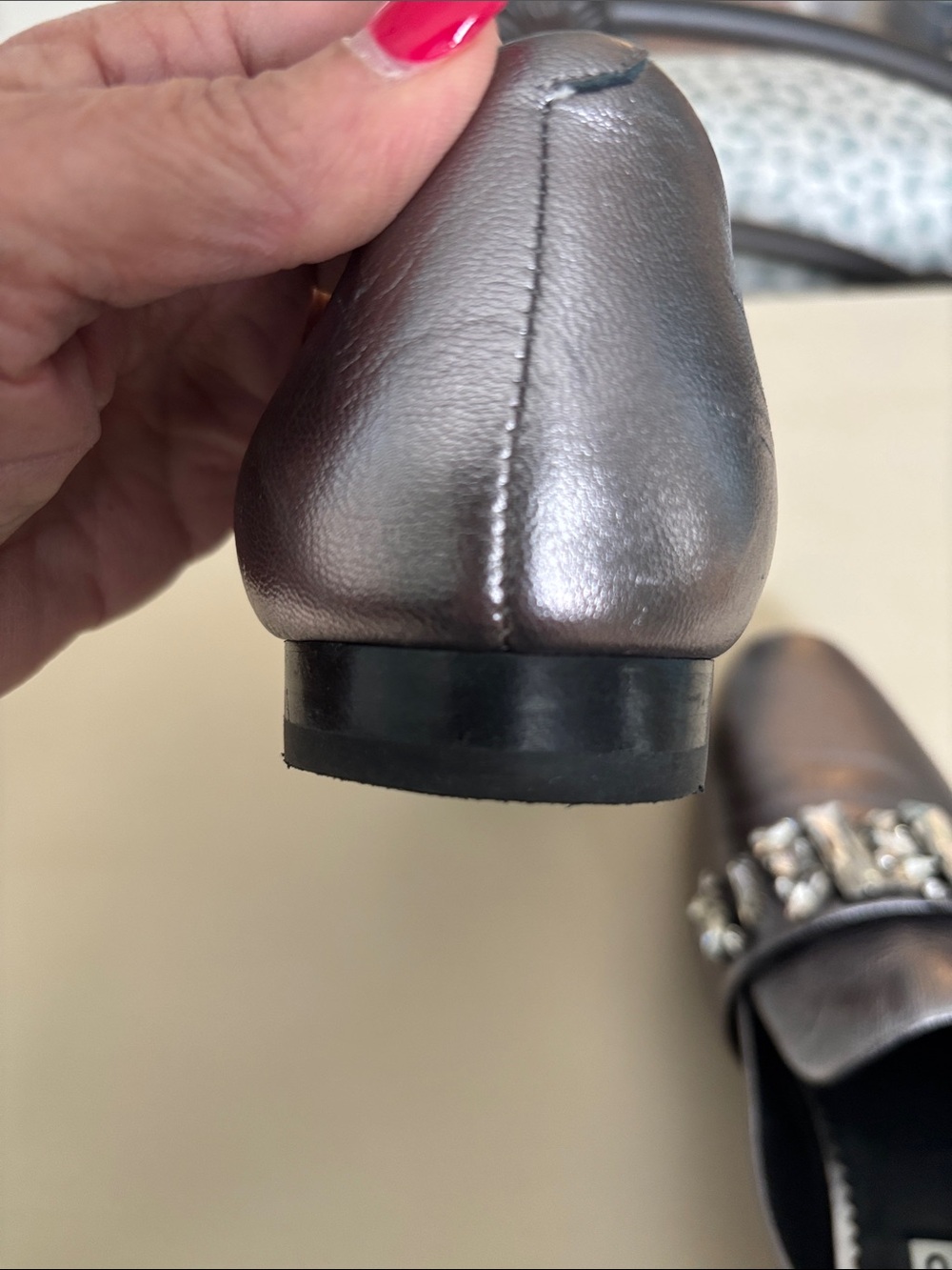Karl Lagerfeld Pewter Metallic Jeweled Loafers - Picture 5 of 5